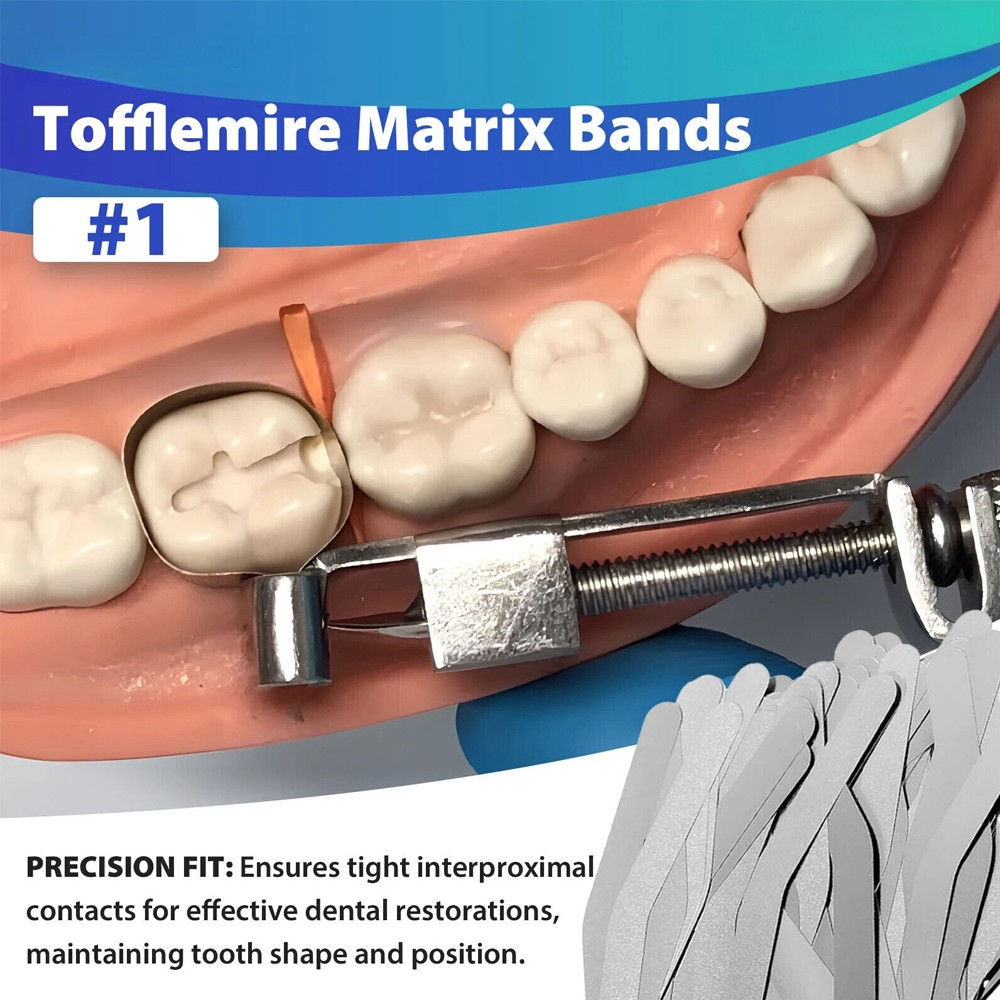 288pc Dental Universal Matrix Bands Tofflemire Stainless Steel 0015′ Bands #1 #2