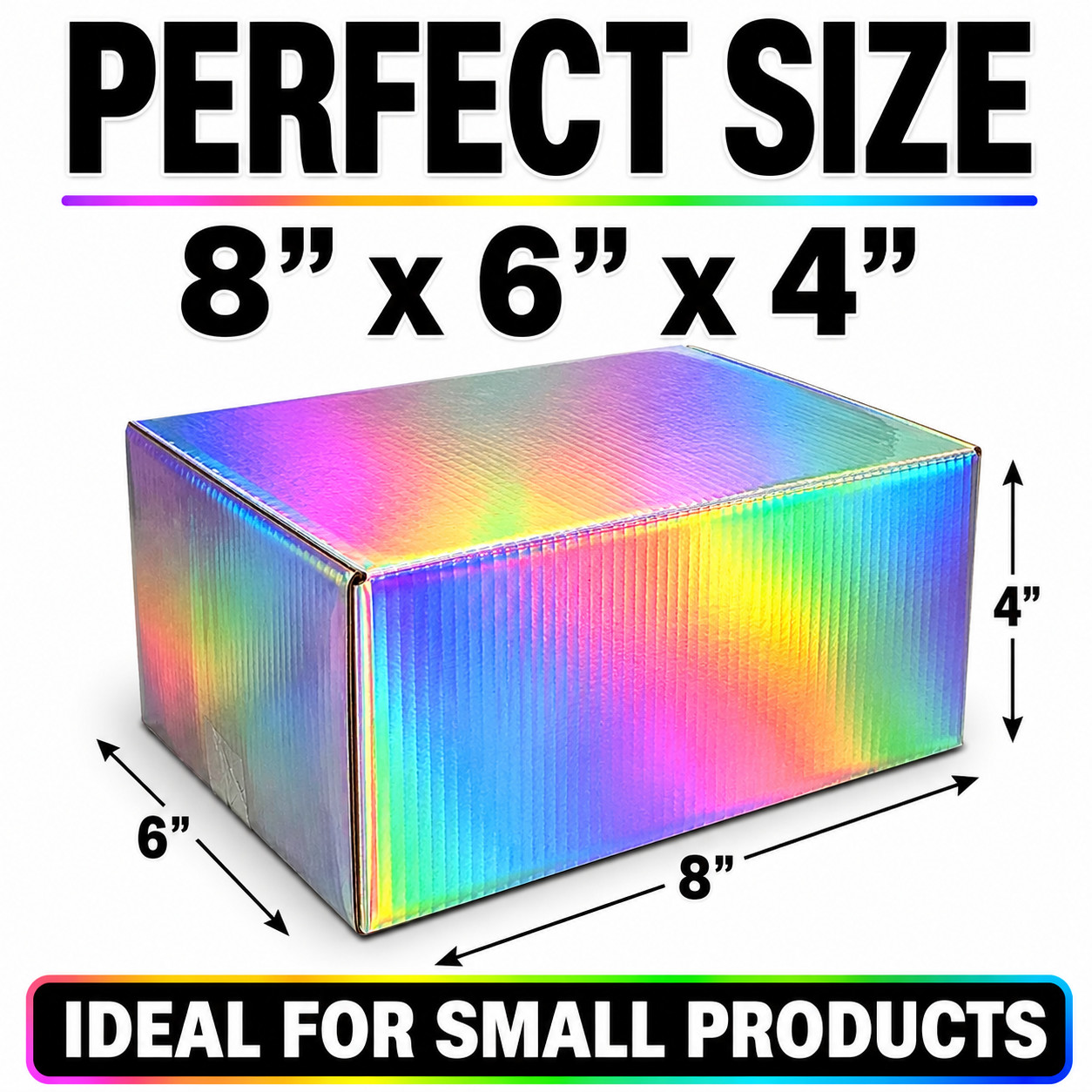 8x6x4 Holographic Shipping Boxes Gift Mailer Packaging 32 ECT Boutique