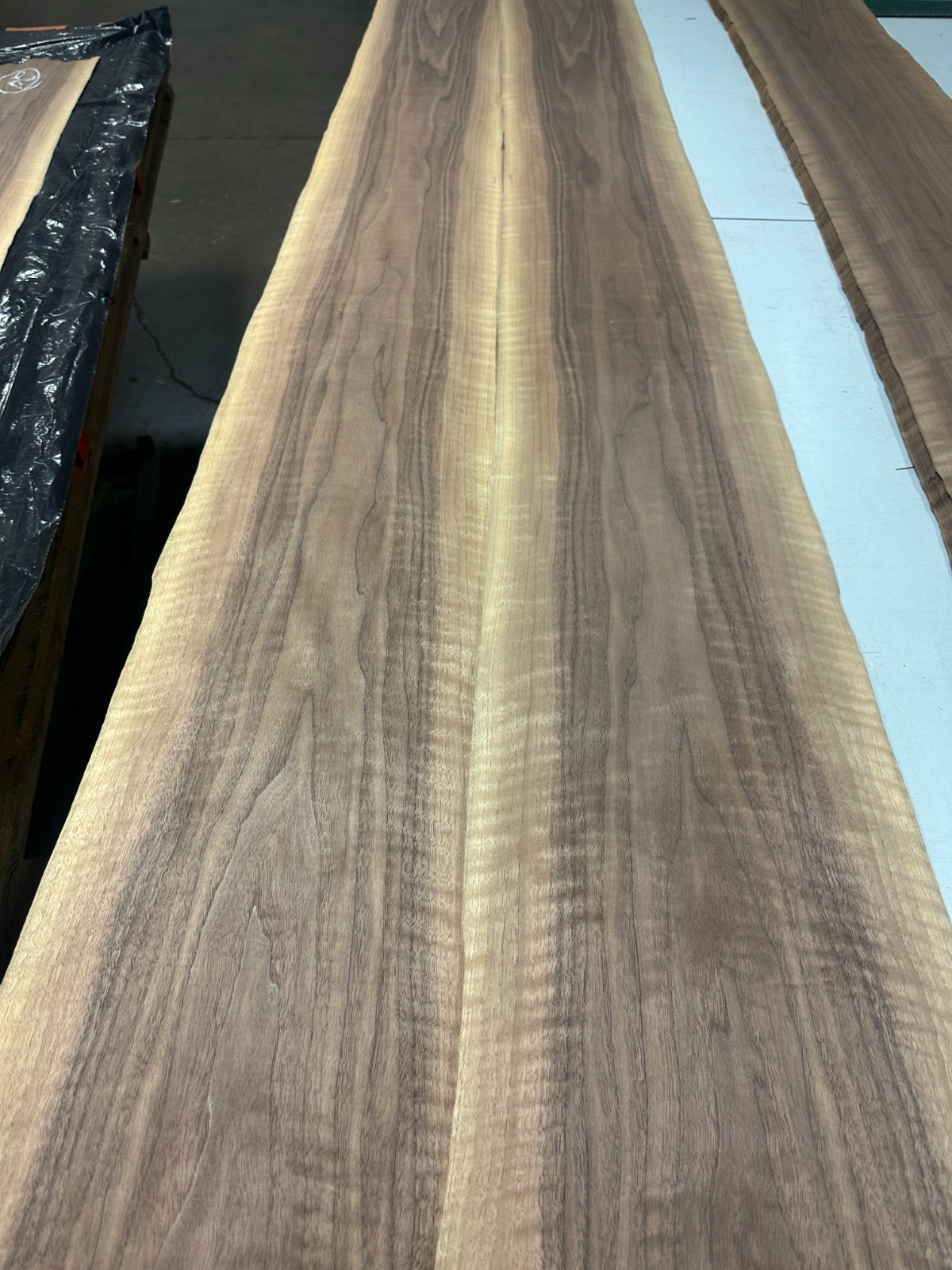 Figured Walnut Raw Wood Veneer 2 sheets 109» x 10» 916A
