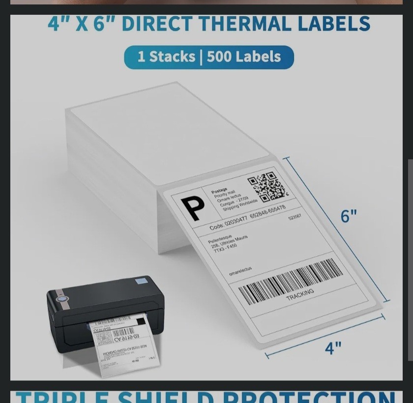 Fanfold 4 x 6 Direct Thermal Labels White Perforated Shipping Labels, 500pcs per