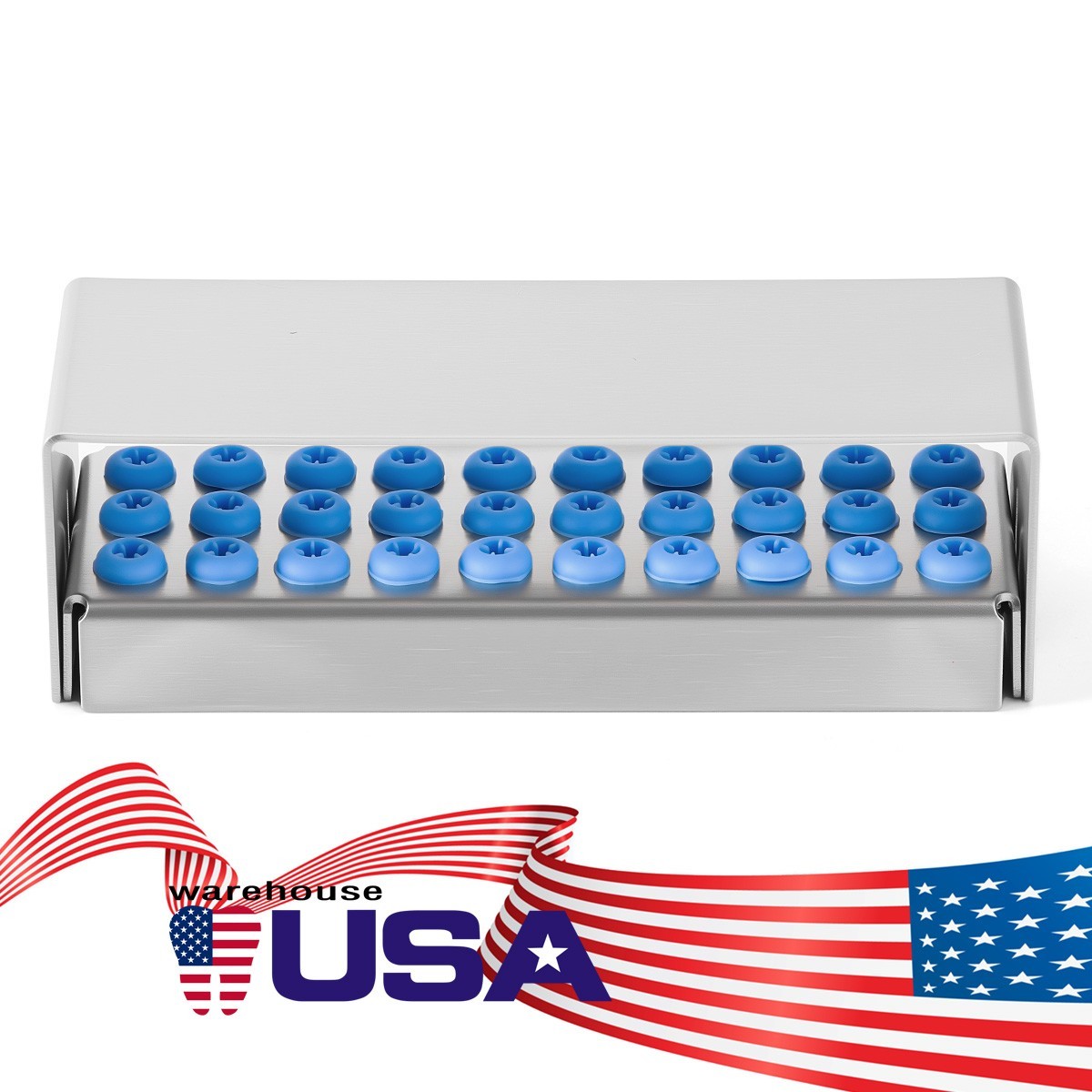 Dental Burs Holder Disinfection Autoclave Stand Holder Block Case 30 Hole Bur