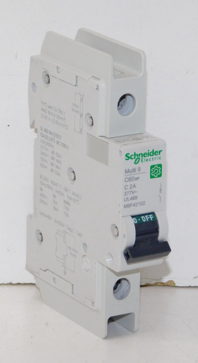 New Schneider Electric M9F42102 Multi 9 Miniature Circuit Breaker 1P 2A 277V