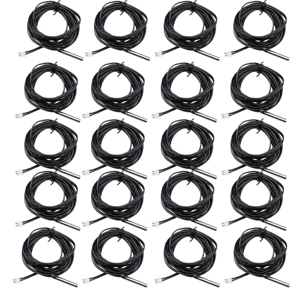 20PCS NTC Temperature Sensor Waterproof Probe Cable 1meters Wire 10K 1% 3950