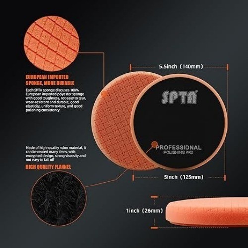 5Pc 5.5 Inch Face for 5 Inch 125mm Backing Plate Compound Buffi Size: 5.5 Inch