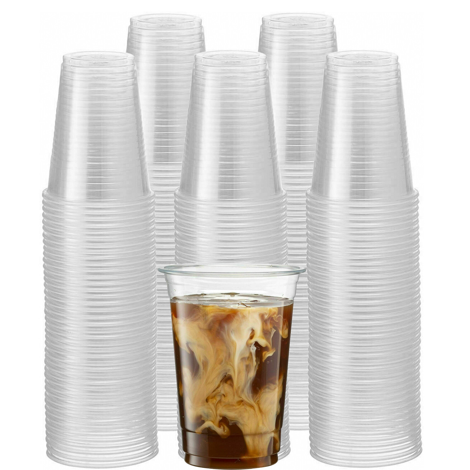 16 Oz Clear Plastic Cups PET Disposable Cold Cups With Lids and Straws for Party
