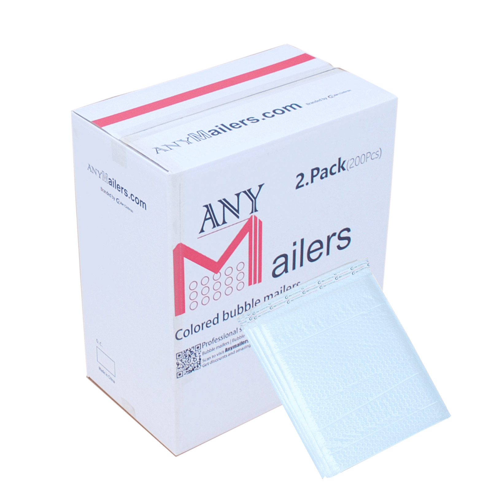 AirnDefense 200 #2 8.5X12″ White Poly Bubble Mailers Shipping Padded Envelope