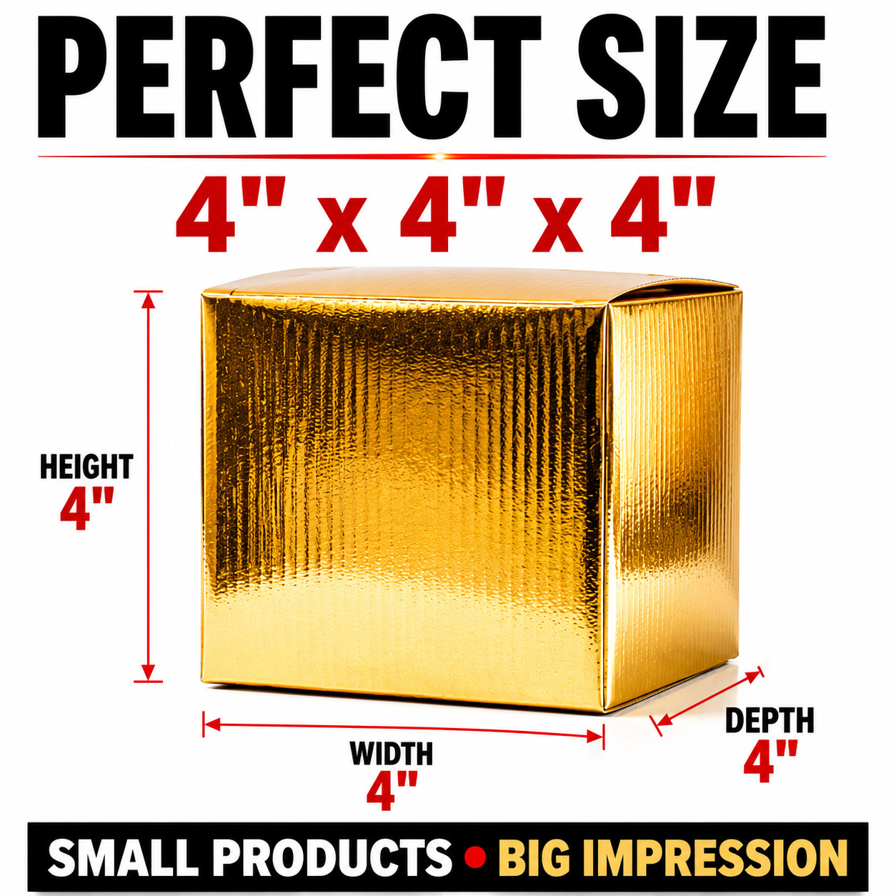 4x4x4 Metallic Gold Designer Boxes Gift Packaging Boutique Shipping Boxes