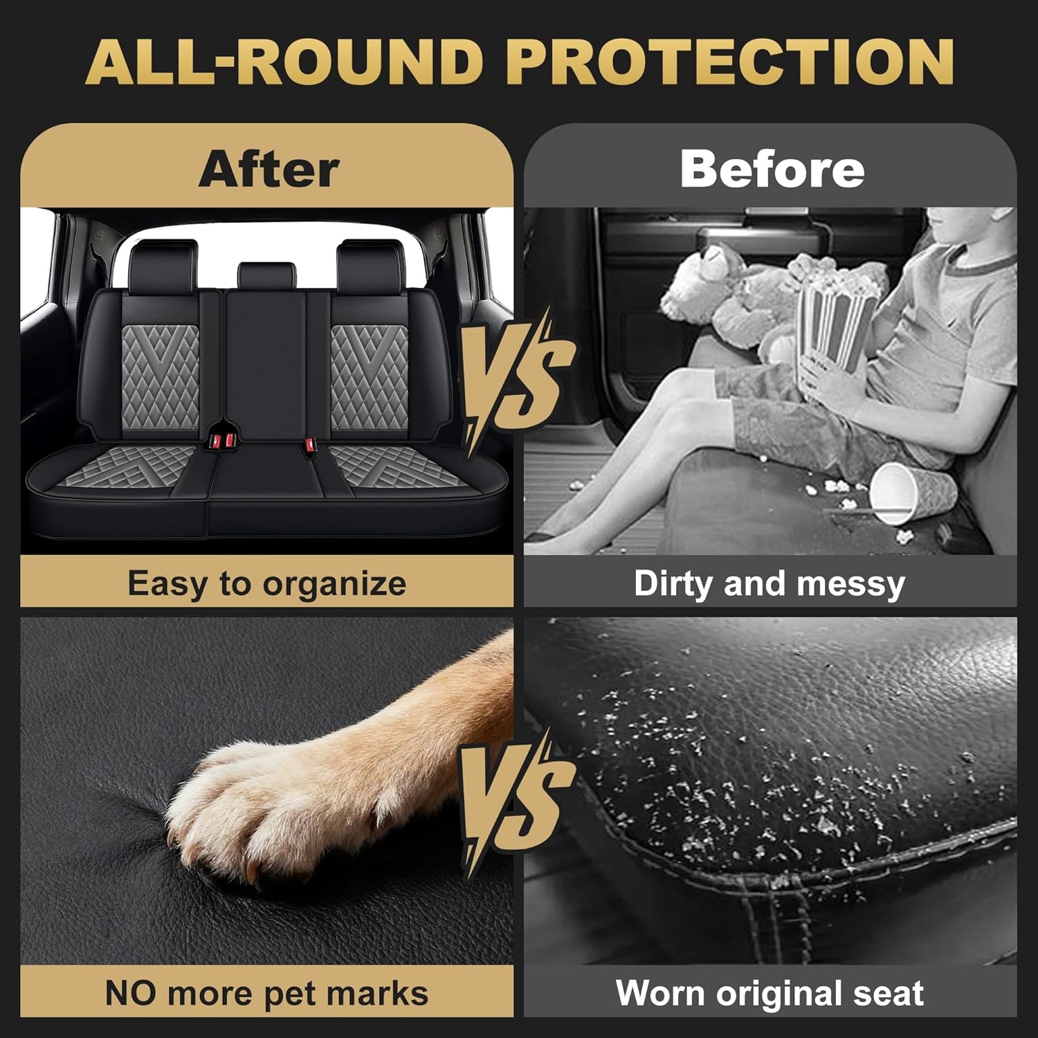 For Toyota Tacoma: 2005-2025 2026 Truck Set Car Seat Covers Synthetic Leather