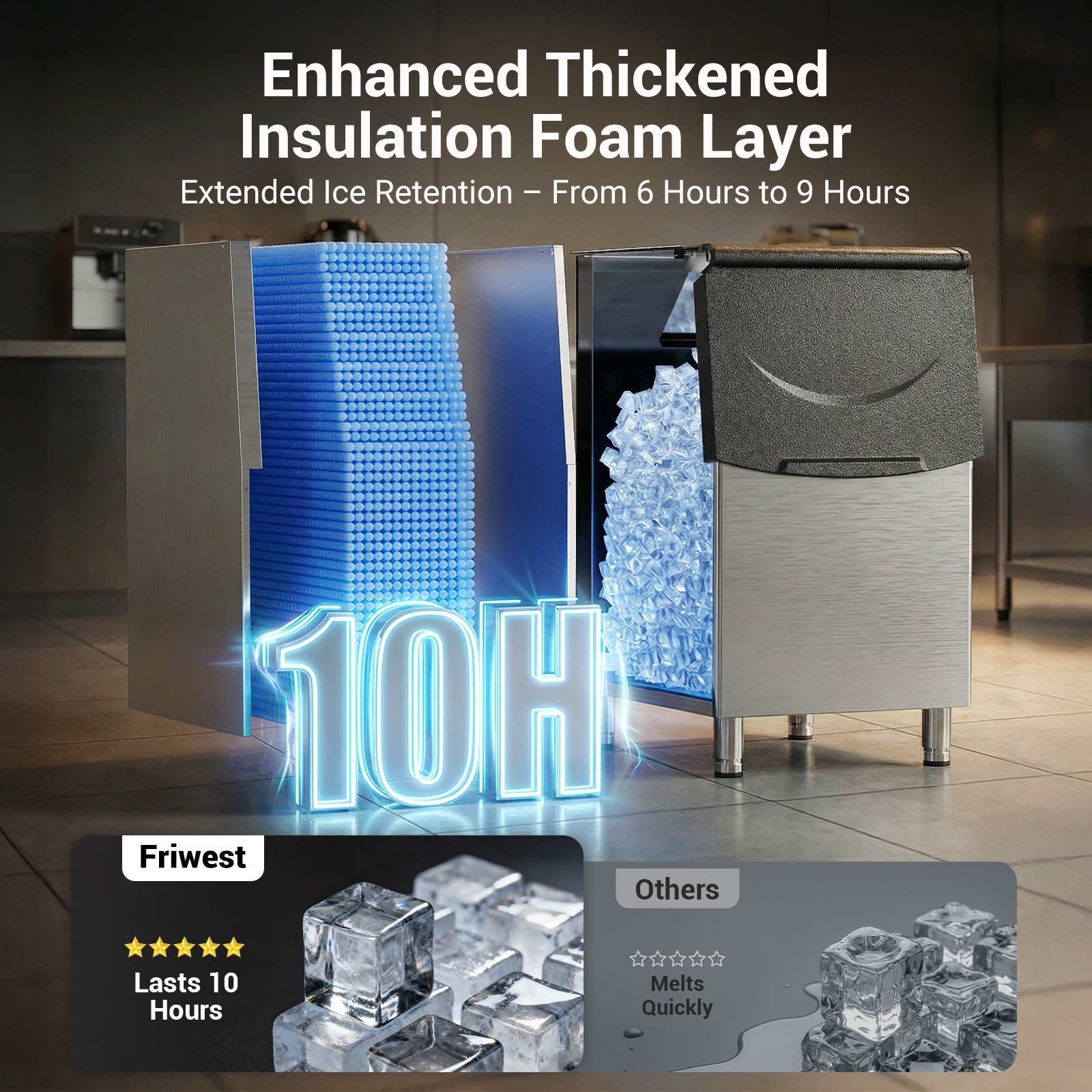 Heavy Duty 650Lbs/24H Commercial Ice Maker Machine 450Lbs Industrial Ice Machine