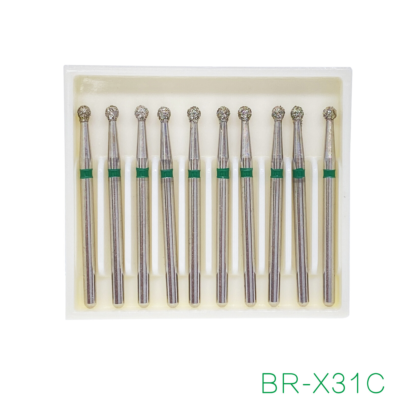 10Pc AZDENT Dental Diamond Burs Ball Round For High Speed Handpiece FG 1.6mm