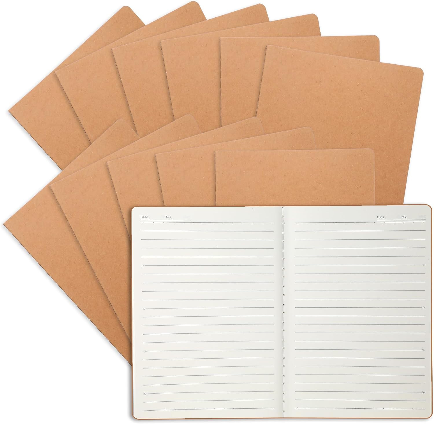 12 Pack A5 Kraft Paper Notebook Lined Journal Bulk, 8.3 X 5.5 Inch, 60 Pages/30
