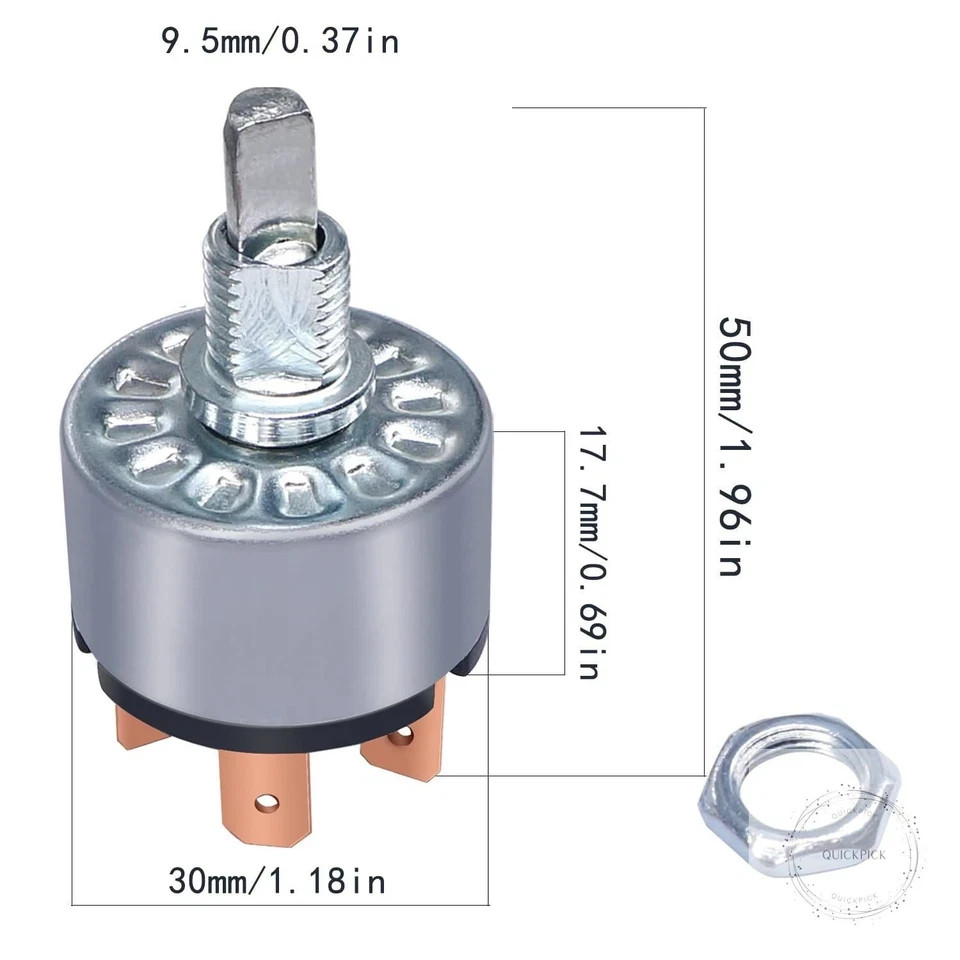 Rotary Switch 4 Position 3 Speed Fan Switch 12A 250V/16A 125V Metal Fan Heater