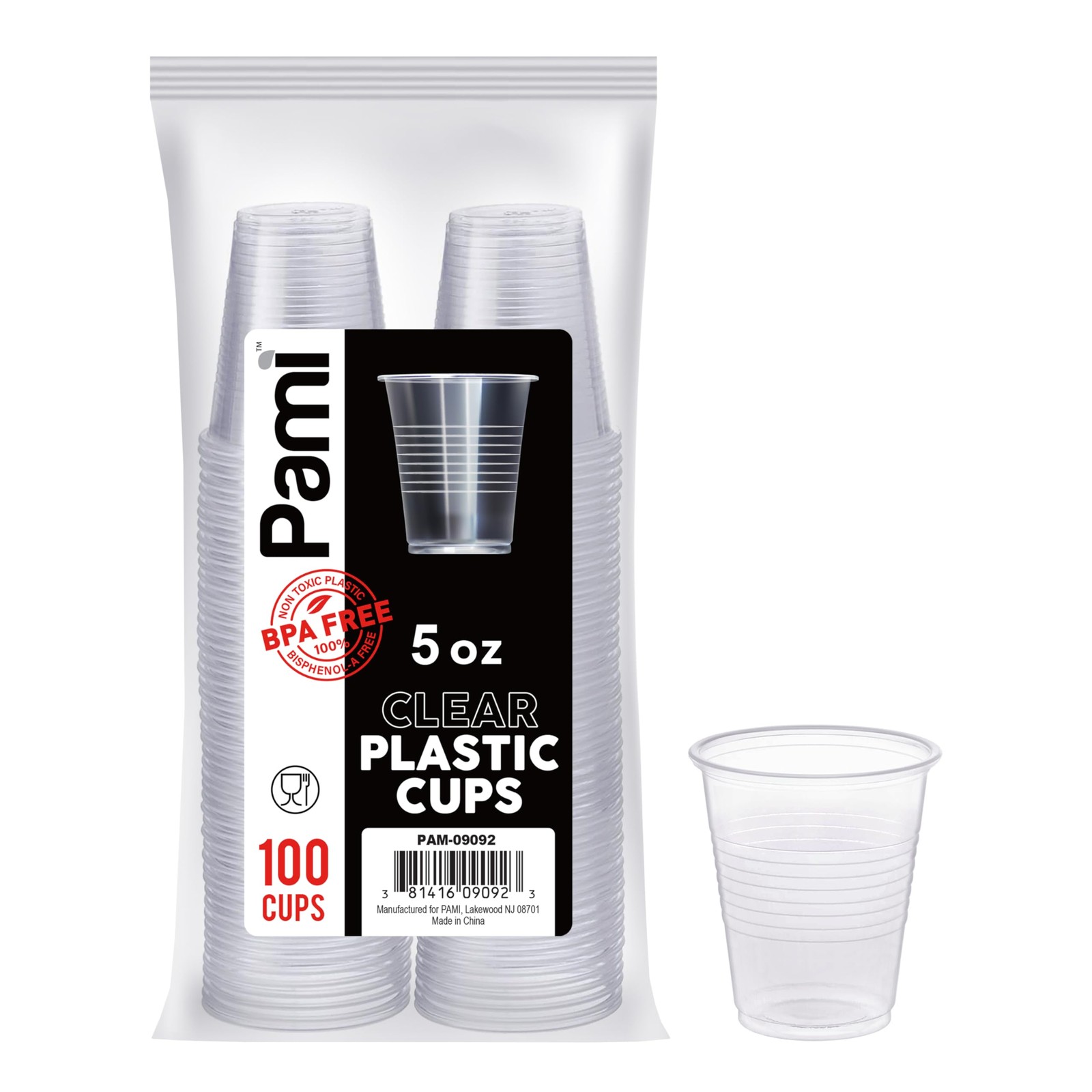 100 PACK 5 OZ DISPOSABLE PLASTIC CUPS BPA FREE PARTY COLD DRINK SMOOTHIE SET