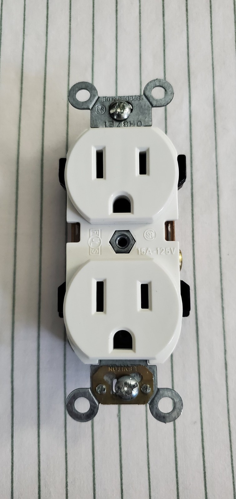 LEVITON PRO GRADE SELF-GROUNDING DUPLEX RECEPTACLE BACK & SIDE WIRED