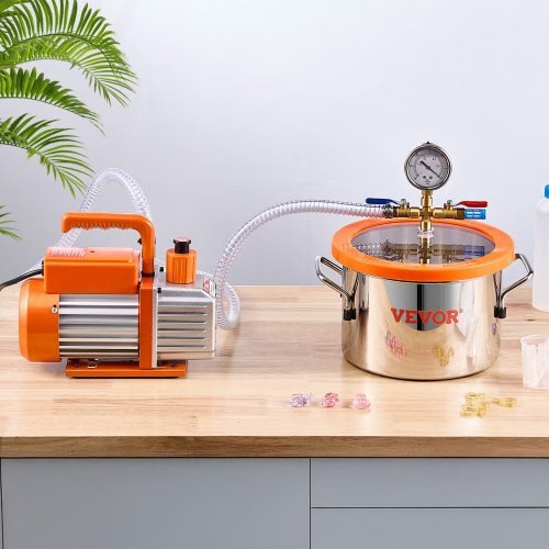 1.5 Gallon Vacuum Chamber and 3.5 CFM Pump Kit, Stainless Steel Chamber, Single