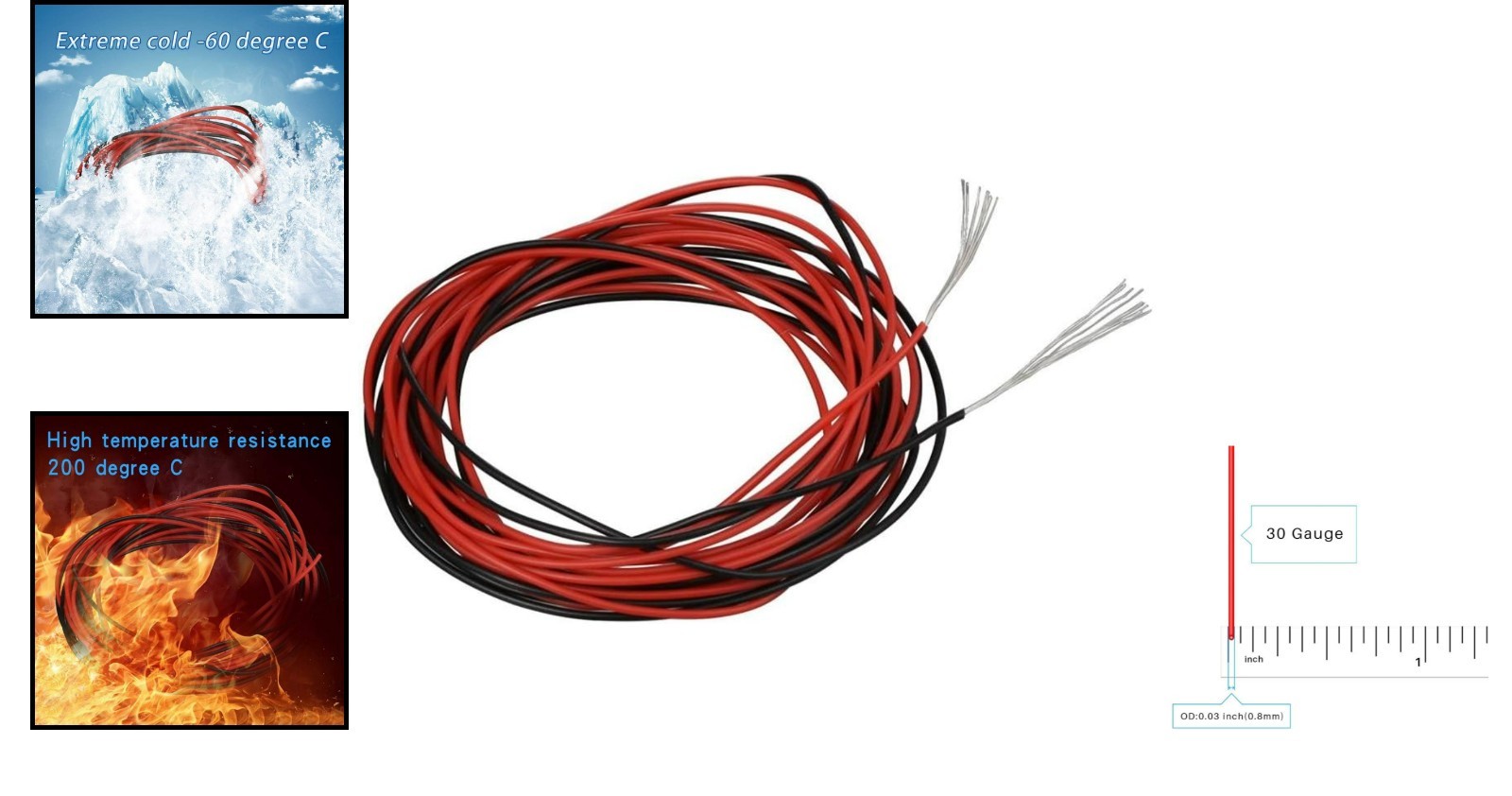 High Quality 30 Gauge Flexible Silicone Wire – Red and Black, Perfect for Models