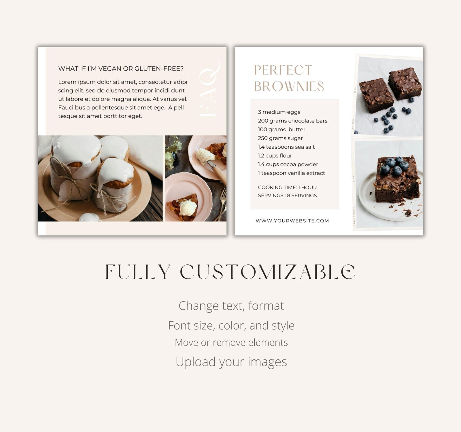 Digital Instagram Templates Canva Editable Food Lovers Social Media Content Kit