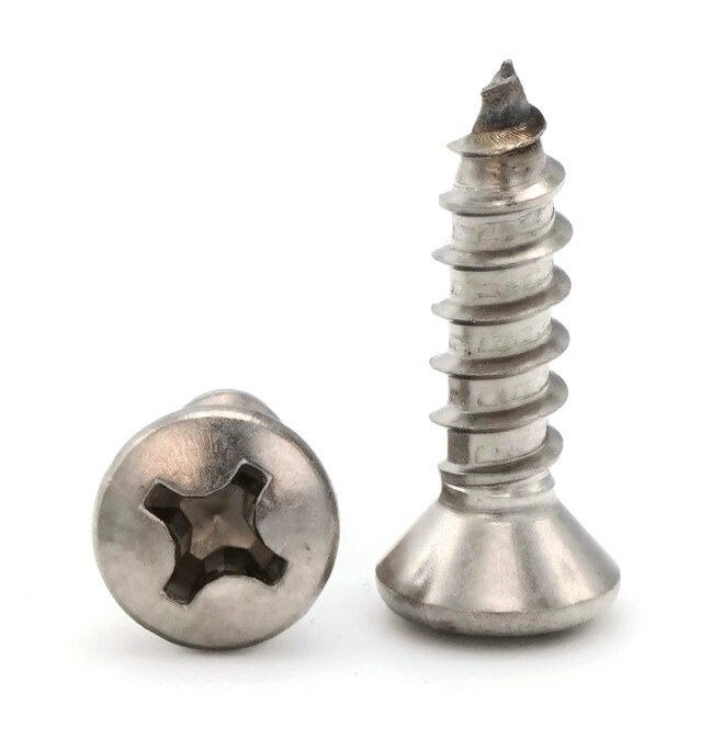 #4 Sheet Metal Screws – 18-8 Stainless Steel Phillips Oval Head – Select Size