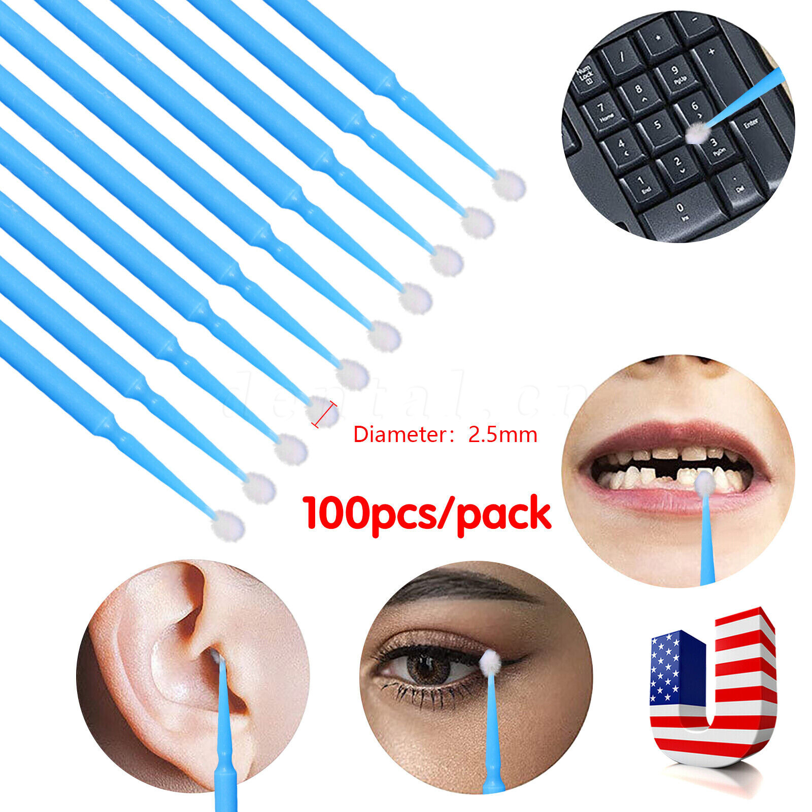 USA Microbrush Micro Brush Applicator Tips for Makeup Eyelash Dental Super Fine