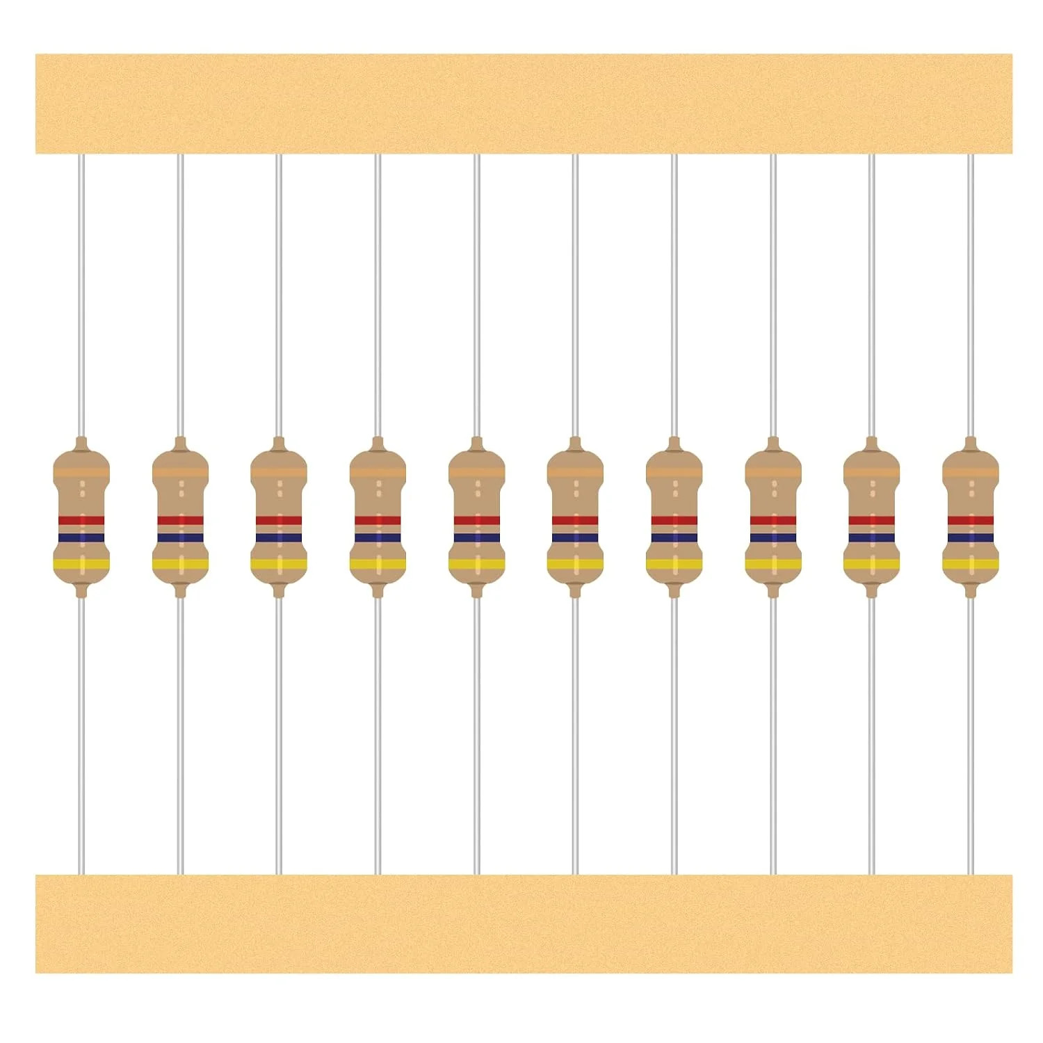 50 Values 1/4W 0 Ohm to 10M Ohm ±5% Carbon Film Resistor Assorted 1/4 Watt Commo