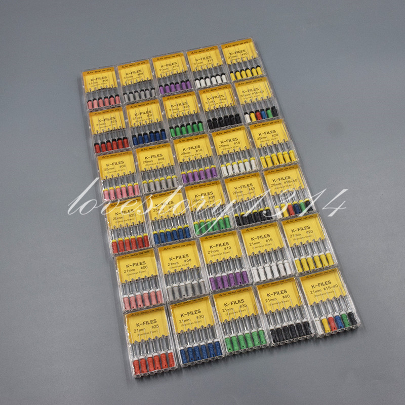 Dental Endo Root Canal Files K/H/R – FILES 21/25/31mm Stainless Steel Fit Mani