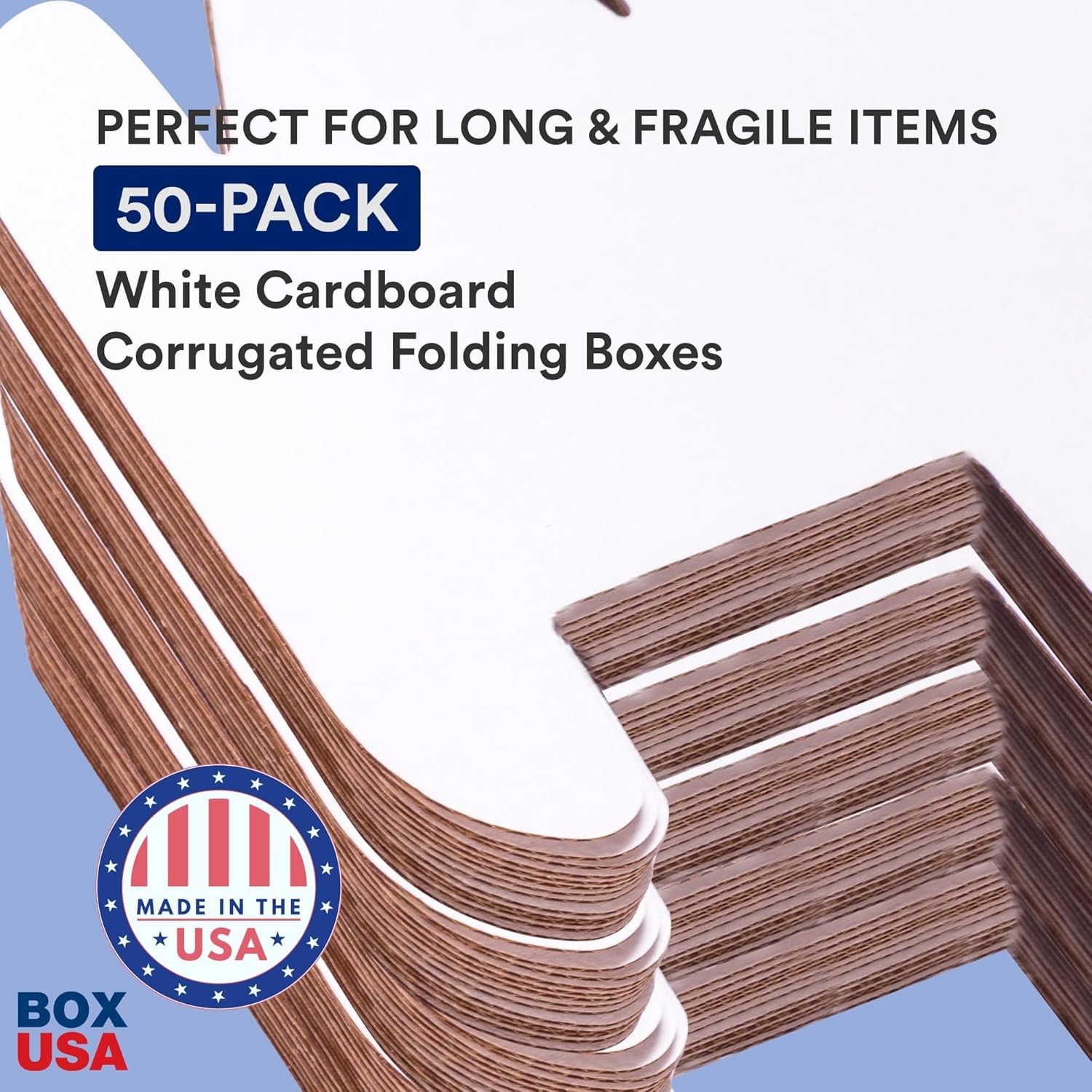 BOX USA BM1222 Corrugated Mailers, 12″ x 2″ x 2″, White Pack of 50