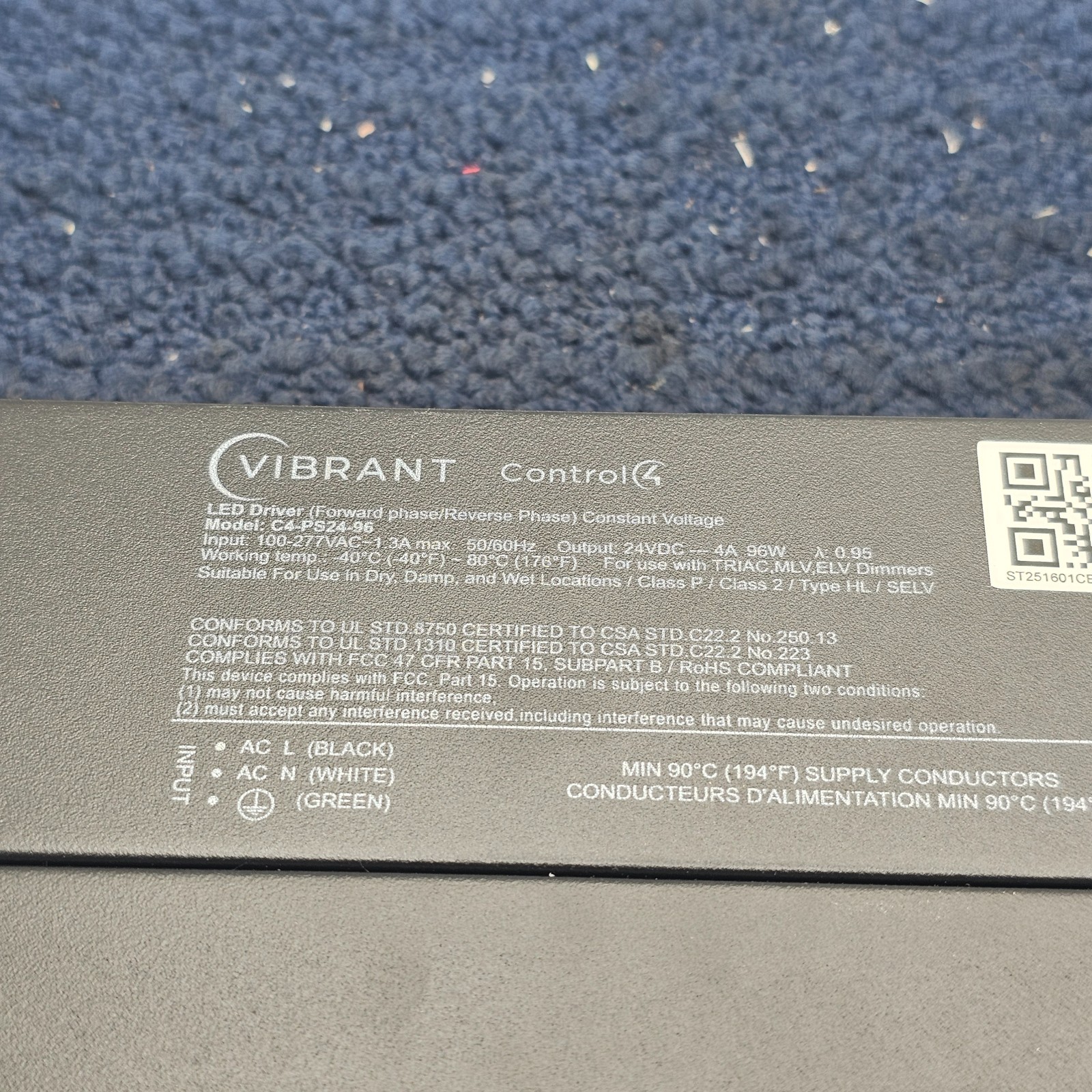 Control4 C4-PS24-96 Vibrant 24V Power Supply, 100-277VAC Input, 24VDC Output