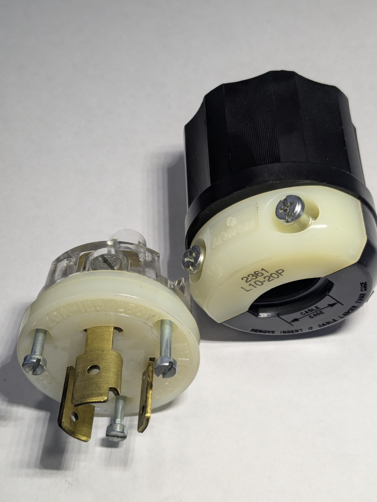 L10-20 Leviton 20A 120/250V Black & 3 Pole Plug 02361-0PB New