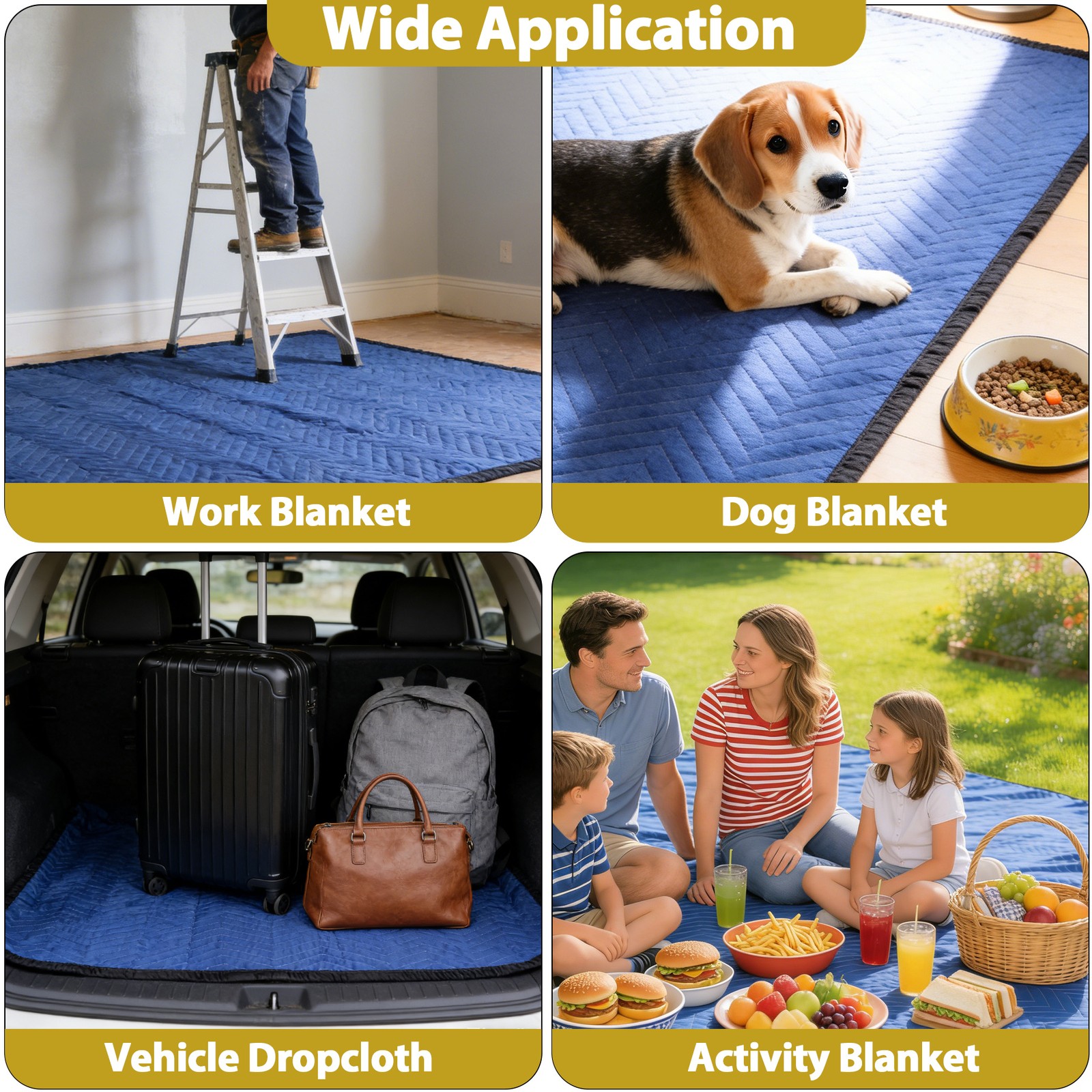 12 Heavy Duty Moving Packing Blankets Ultra Thick Pro 72″x80″ Furniture Pad Blue