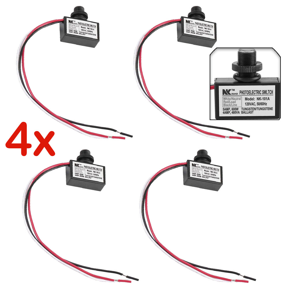 4pc Photoelectric Photocell Dusk to Dawn Button Flush Mount Photo Control Switch
