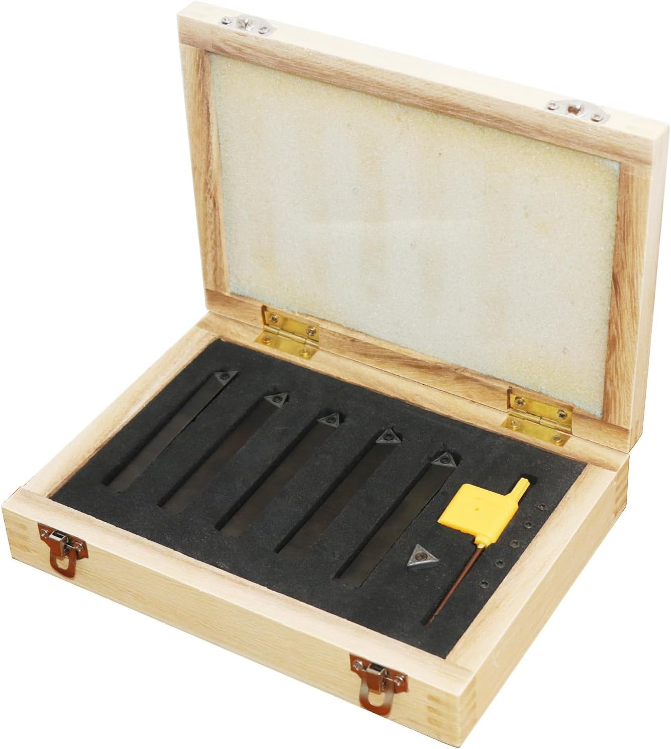 Metal Lathe Cutting Tools,5 Sets of 1/4 Carbide Metal Cutting Tool Bits Kit，Inde