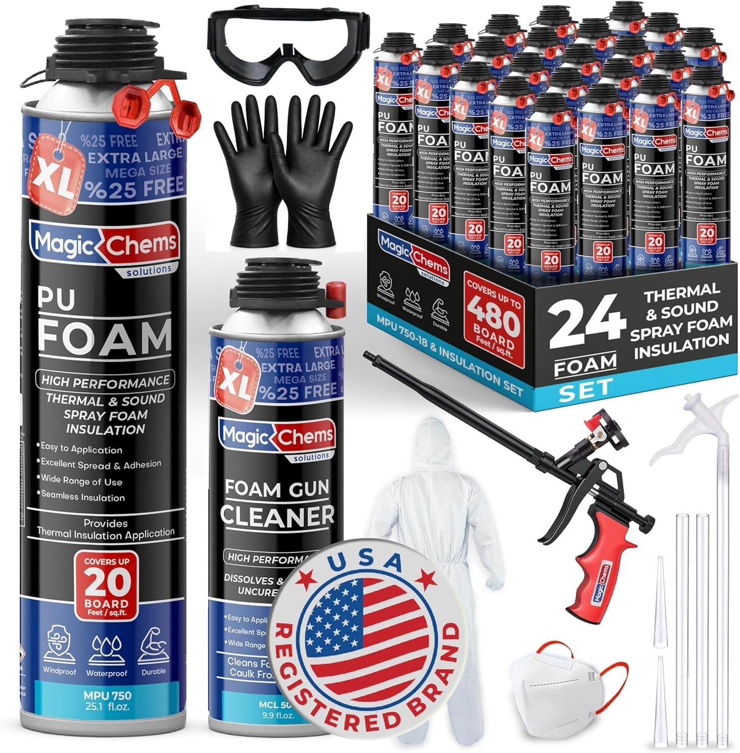 Spray Foam Insulation Kit (24Pack-25.4 oz) Expanding Foam Sealant