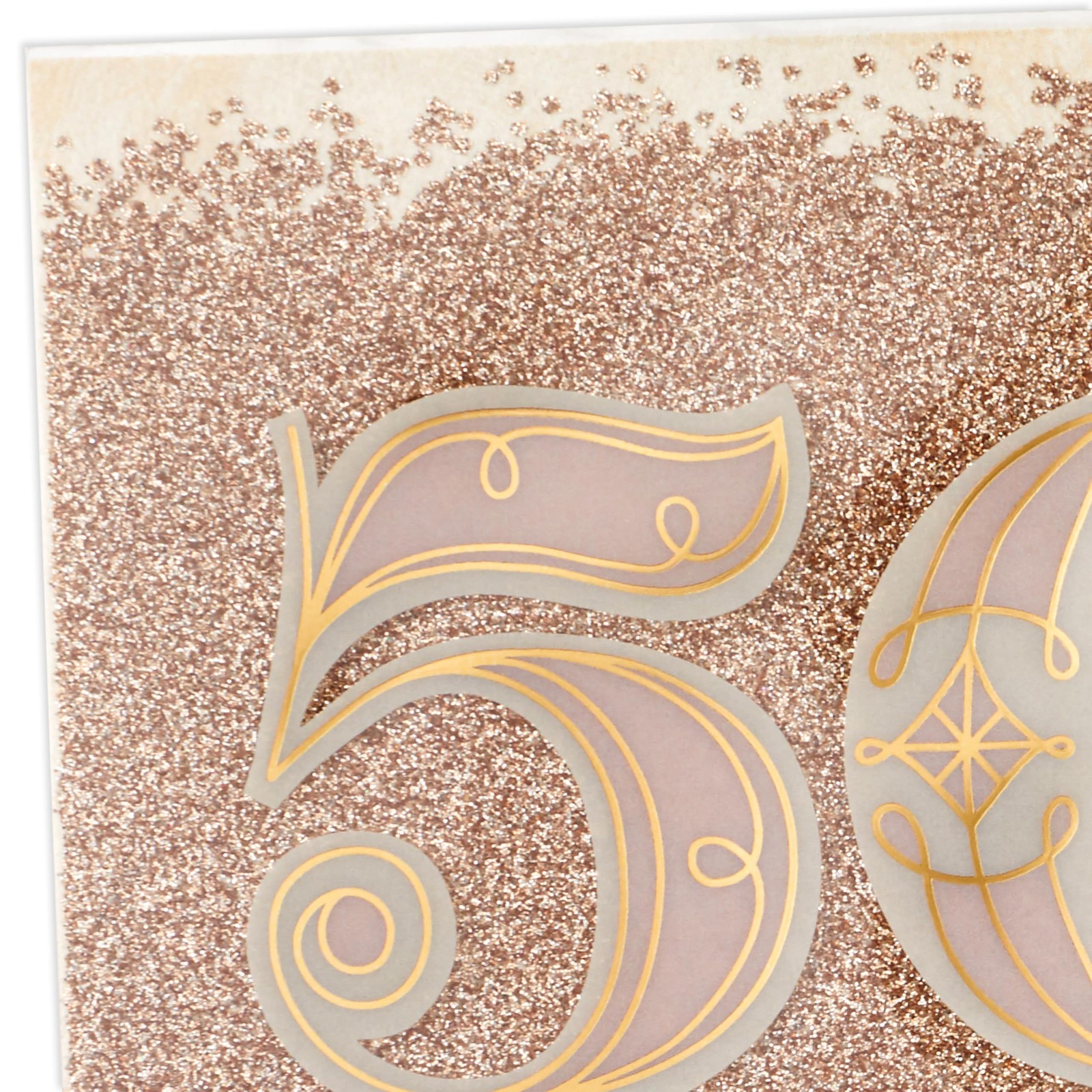 Hallmark 50th Anniversary Card 5 inches x 7.2 inches, Golden
