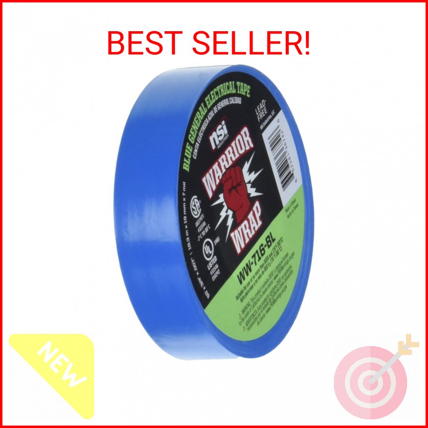 WarriorWrap General 3/4 in. x 60 ft. 7 mil Vinyl Electrical Tape, Blue