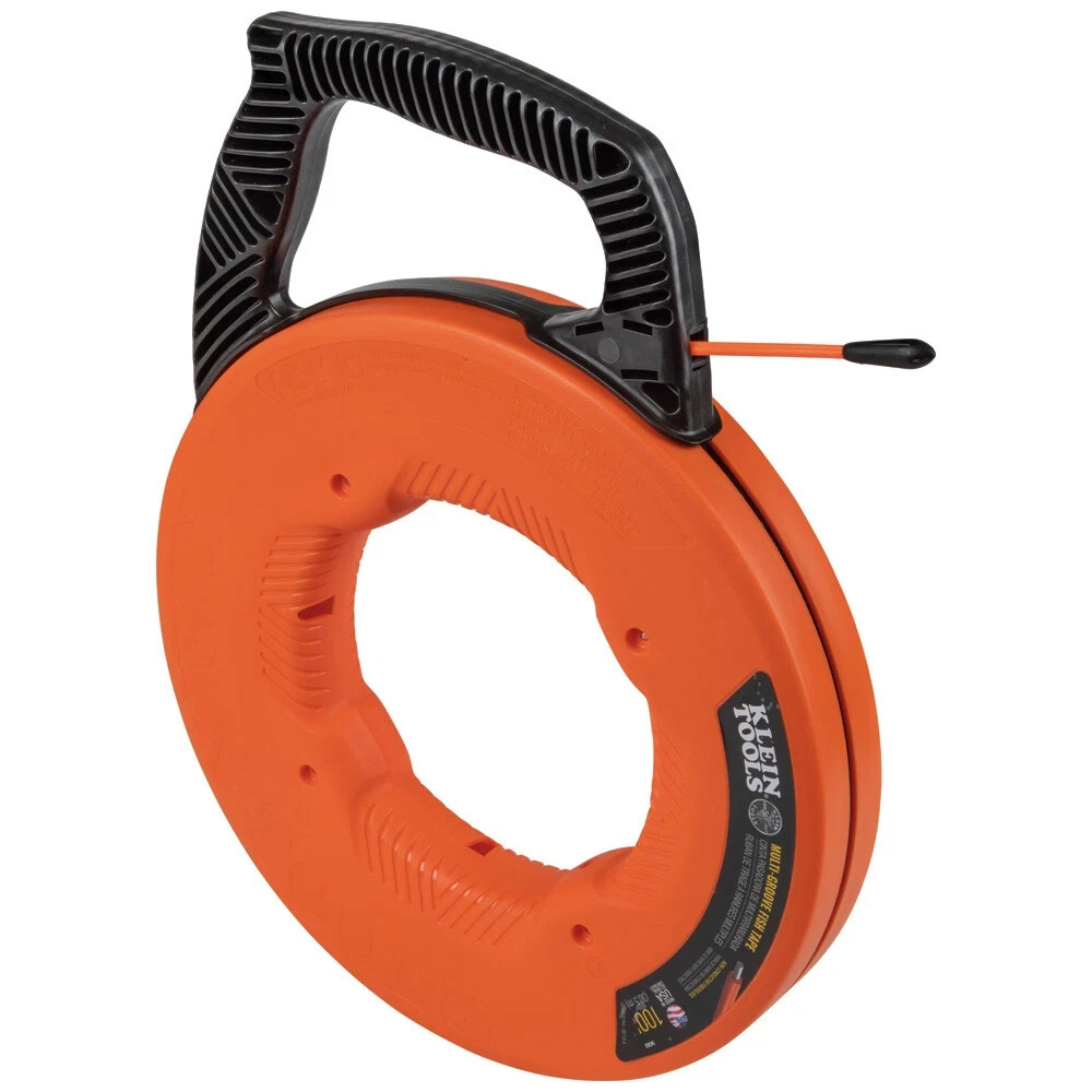 Klein Tools 56383 Multi-Groove Fiberglass Fish Tape with Nylon Tip, 100-Foot