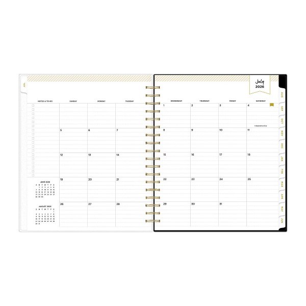 8"x10" AY 2026-2027 Planner Rugby Stripe Black Frosted 27 Daily/Monthly