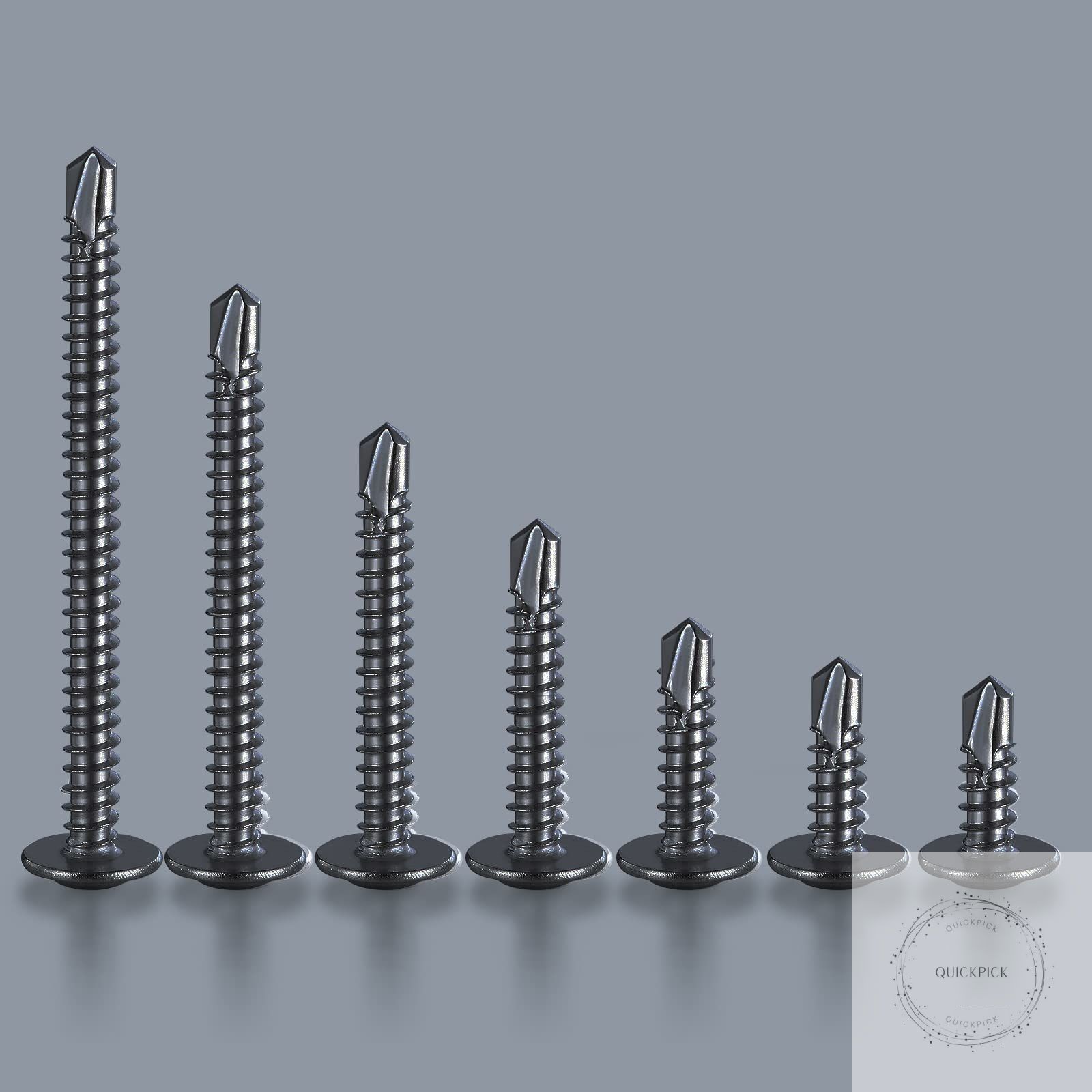 (300 pcs) #10×3/4” for Sheet Metal Self-Tapping Screws 410 Black Stainless Steel