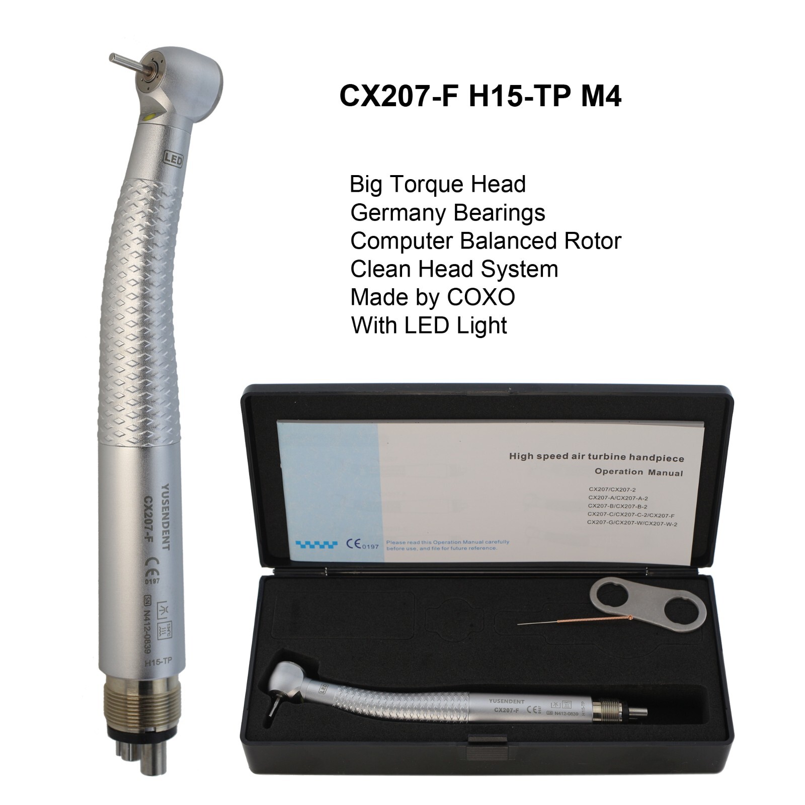 COXO Dental E Generator LED Handpiece High Speed Self Power Turbine 2/4 Hole NSK