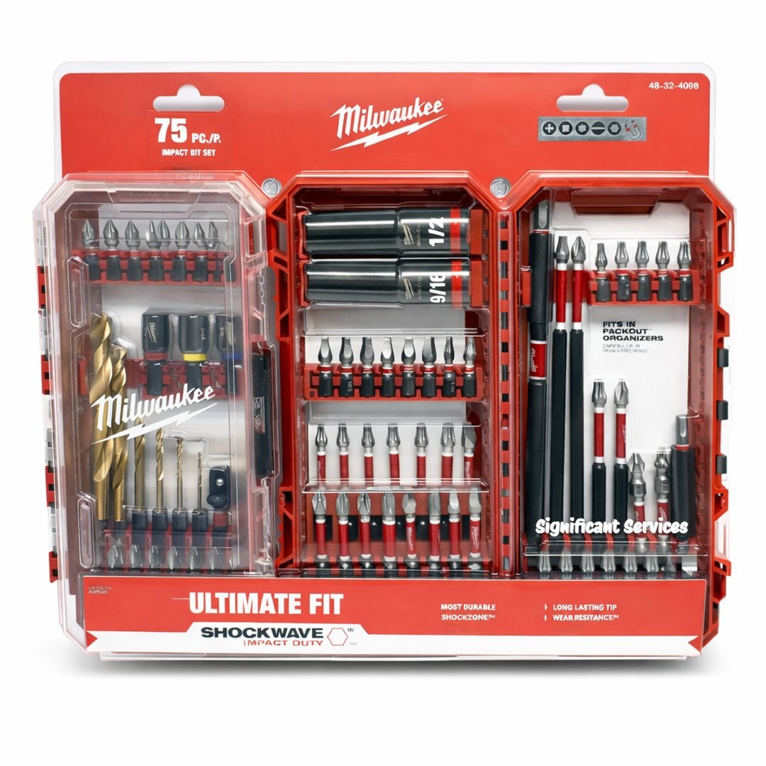 Milwaukee 48-32-4098 Shockwave 75 Pc Drill Drive Bit Set 1/4″ Hex Shank PACKOUT