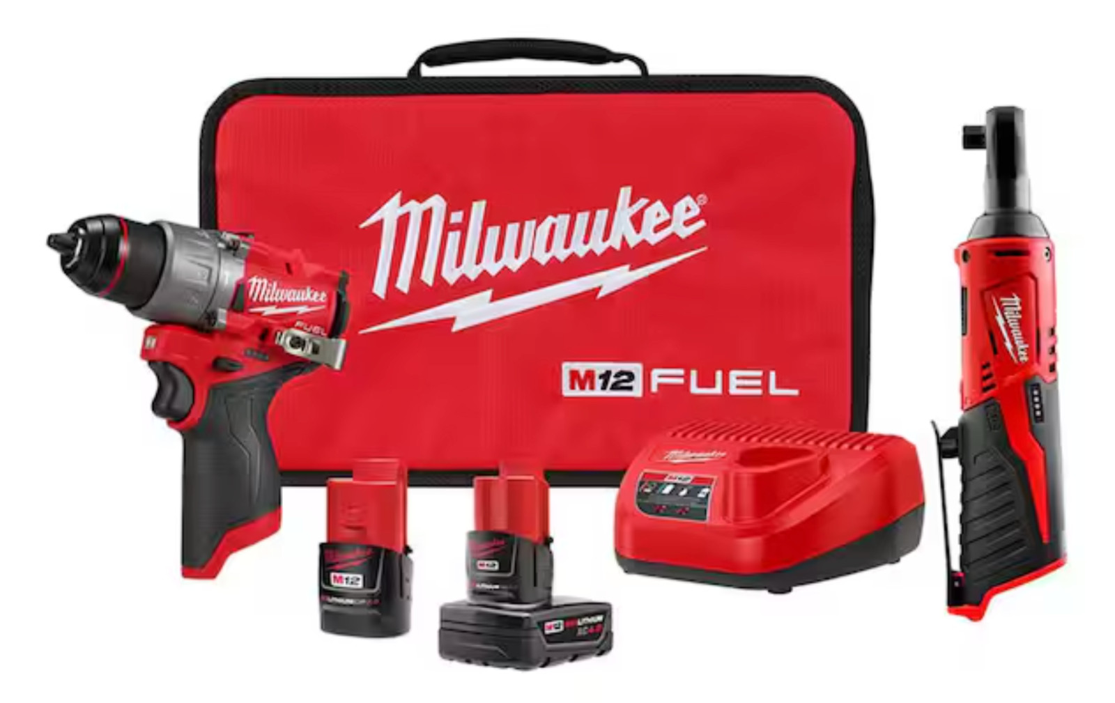New Milwaukee 3404-22 M12 FUEL Brushless 1/2″ Hammer Drill Kit /Free M12 Ratchet