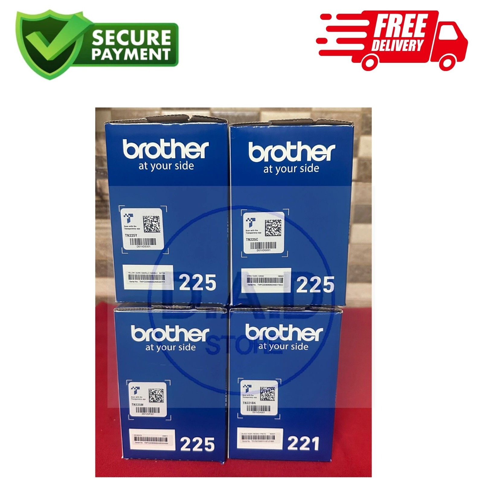 Brother TN225/TN221 High Yield Set Toner Cartridge(Black, Cyan, Magenta, Yellow)