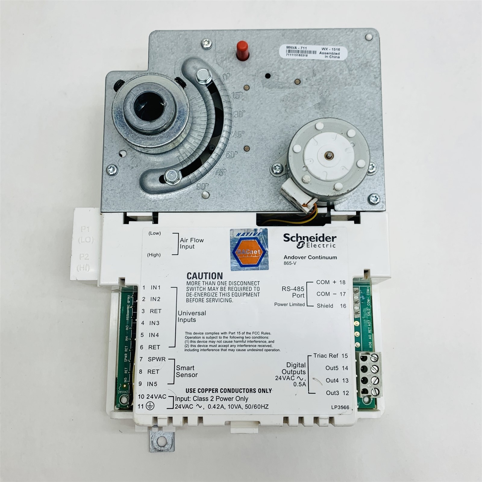 Schneider Andover Continuum 865-V VAV BACnet Controller Damper Actuator B3865-V