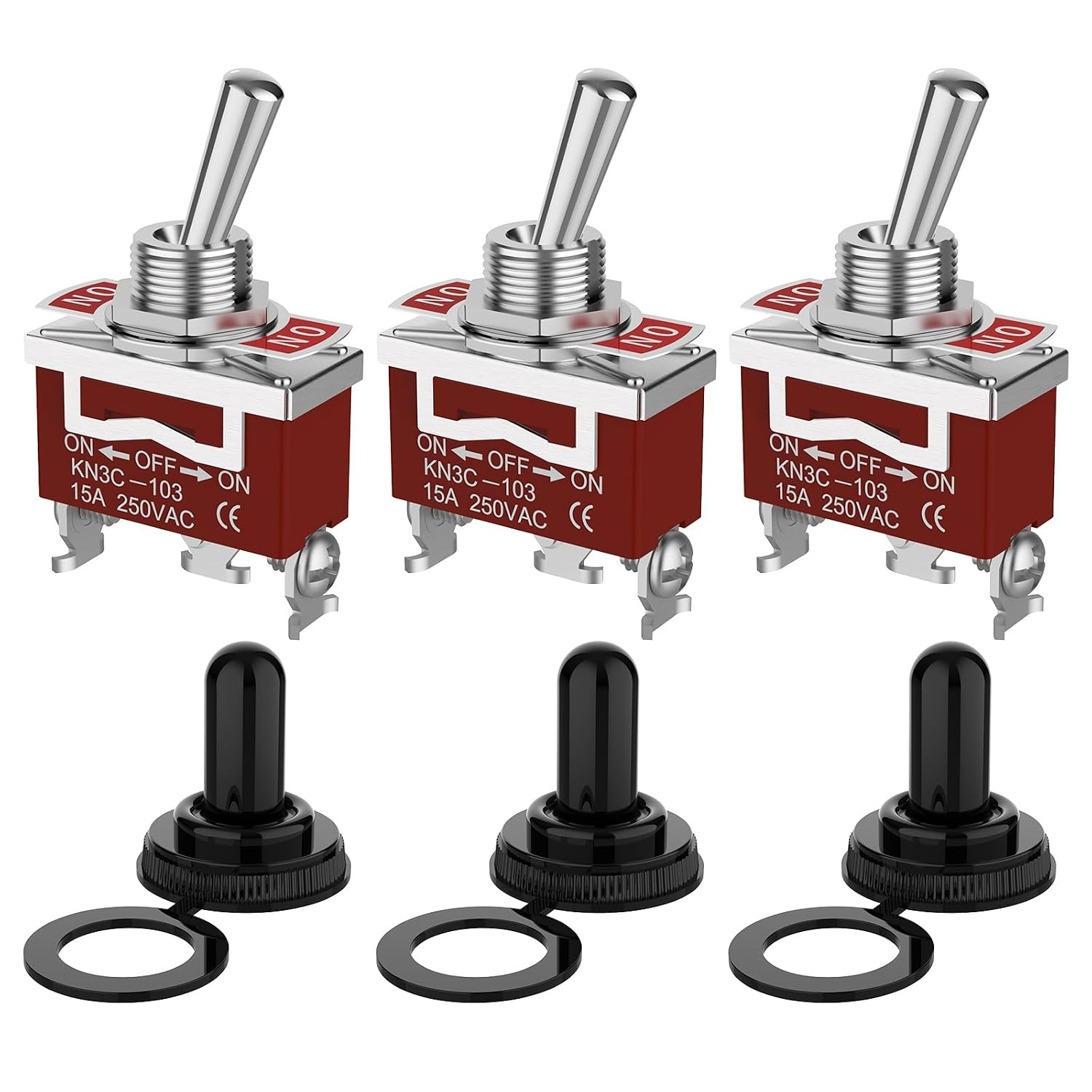 3 Way Toggle Switch, ON-Off-ON 3 Pin 3 Position SPDT Marine DC12V 30A Heavy Dut