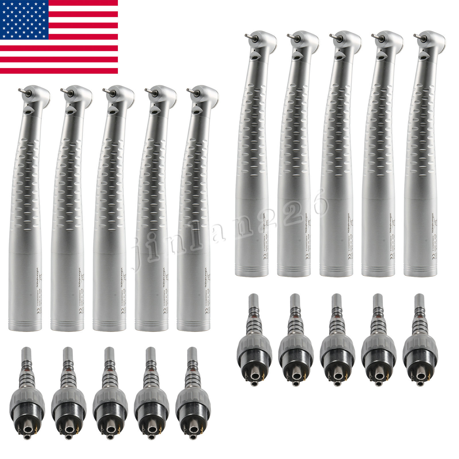 1-10 KaV Style Dental Fiber Optic High Speed Handpiece 6Hole LED Coupler /Rotor
