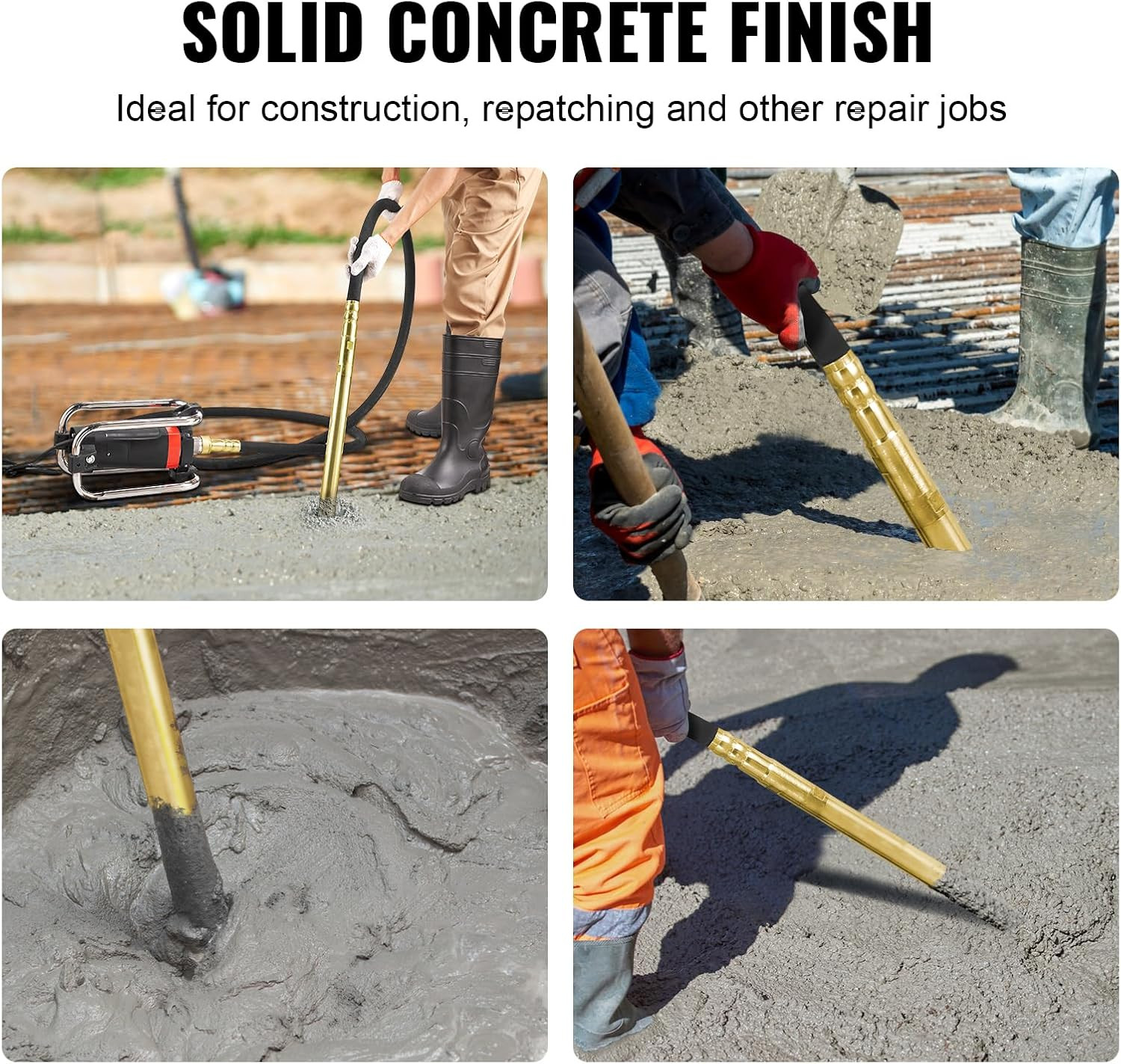 Concrete Vibrator, 1300W Power, 16000 Vibrations per Minute, Durable 2HP Copper