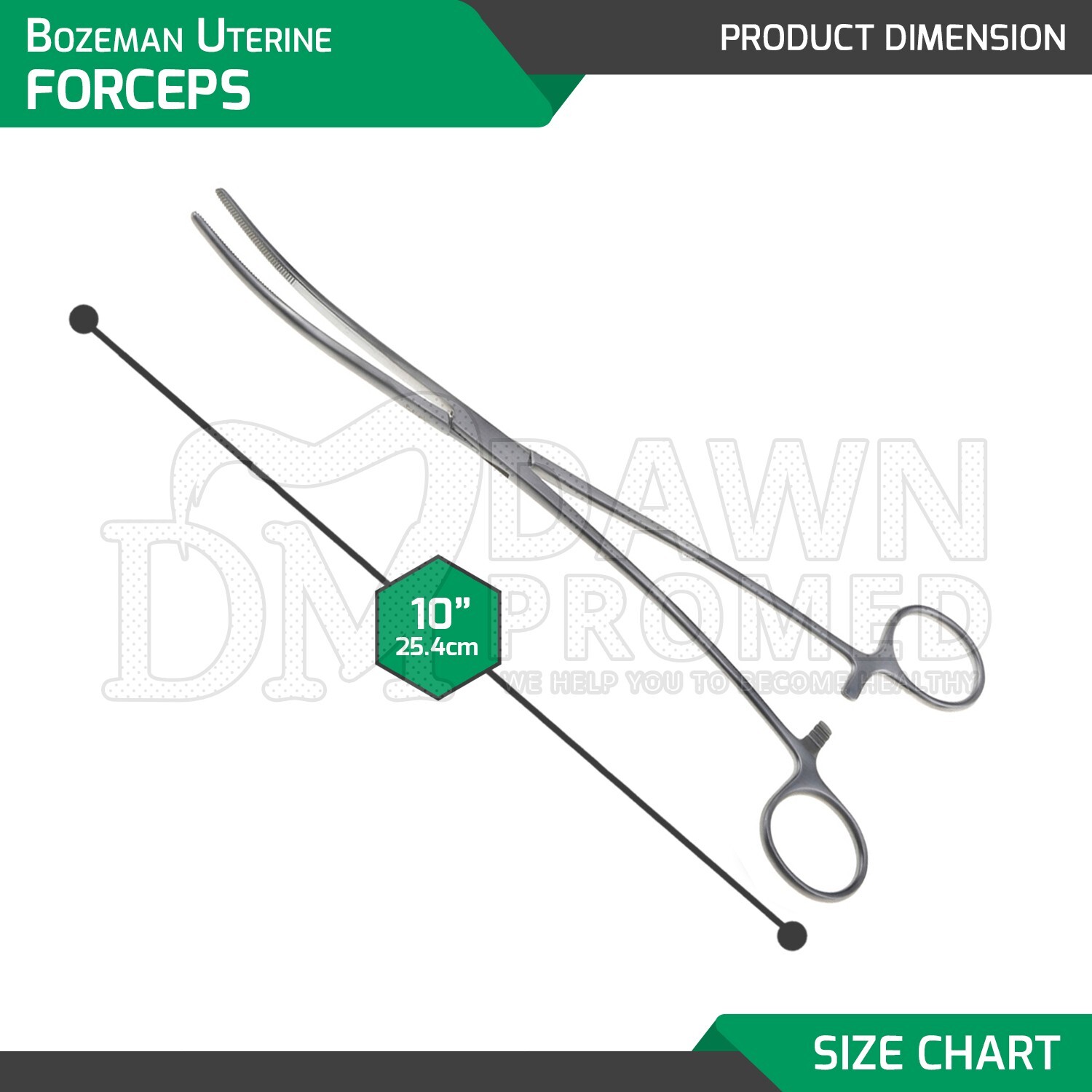 Bozeman Uterine Forceps 2 Pcs Set 10″ Straight & Curved OB/GYN Inst German Grade