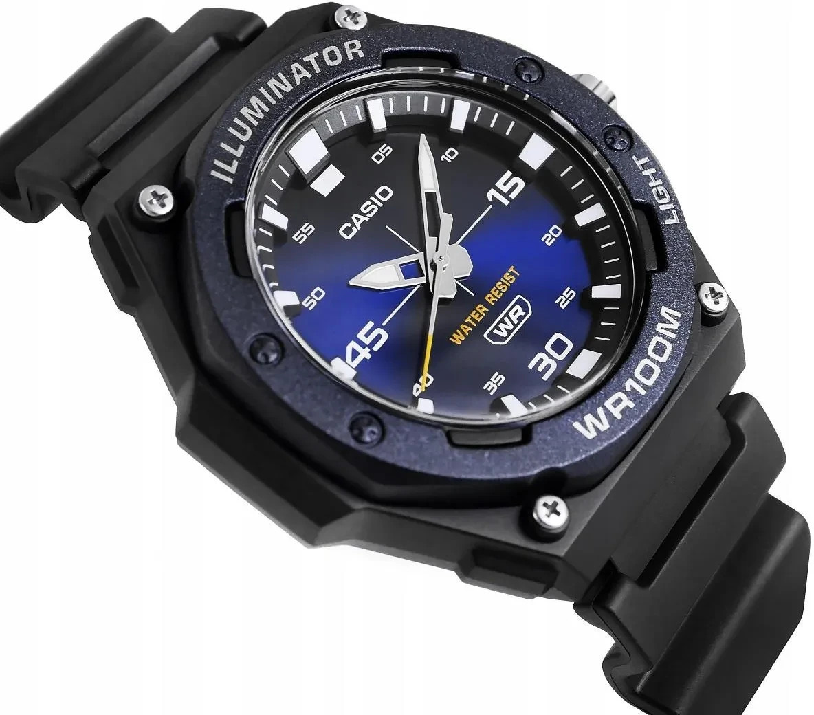 Casio MW-620H-2AV Men’s Black/Blue Analog Sport Watch 100M WR LED Light Resin