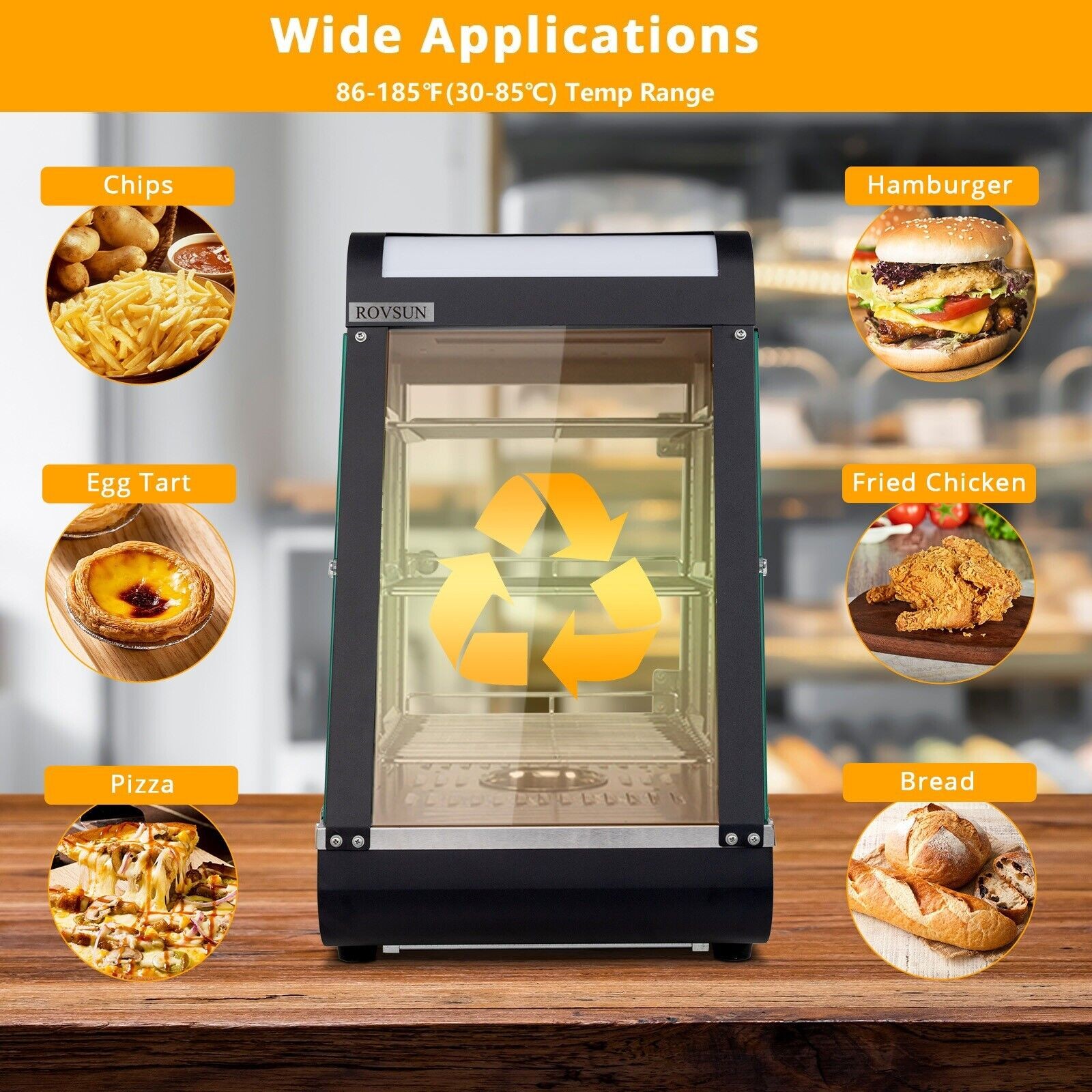 ROVSUN 3 Tier 15″ Commercial Heat Food Service Pizza Warmer Display Show Case
