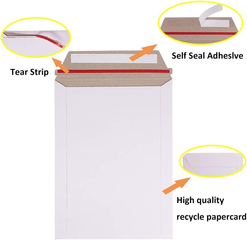 6″x8″ Rigid Flat Photo Mailer Document Envelope Stay Flat Cardboard Self Sealing