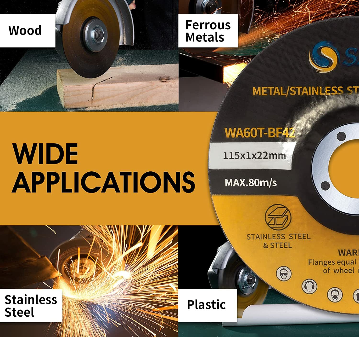 25 Pack 4-1/2″ Cut Off Wheels Depressed Center Angle Grinder Metal Cutting Disc